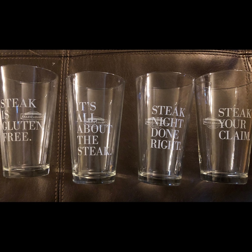 Brand New Omaha Steaks Beer Glass Set of 4